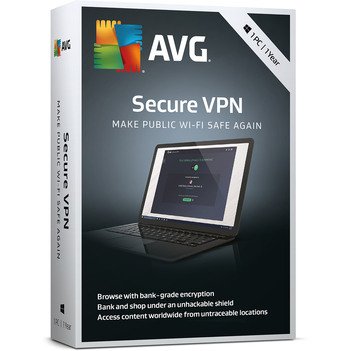 AVG Secure VPN 1 Year License ( 1 Active Connection at a time )